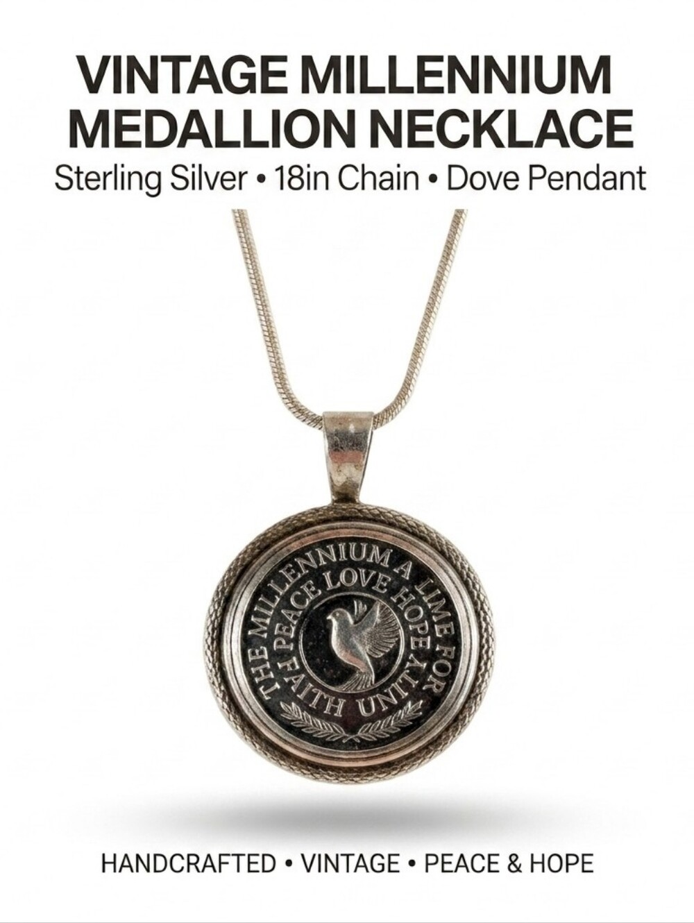 Vintage Millennium Medallion Necklace | Pure Silver Y2K Pendant | Lmtd Edition